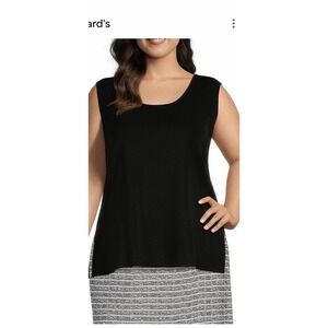 Ming Wang Women's Plus Knit Scoop Neck Sleeves Black Tank NWT Size 0X